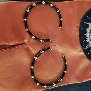 Big hoop black earrings